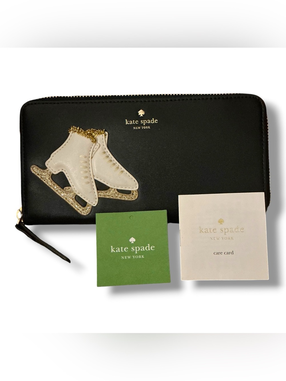 Authentic Kate Spade NYC Rockefeller Center Skating Applique Leather Wallet